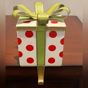 Ballard Designs Gift Box Stocking Holder, Red and White Polka Dots